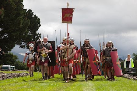 Group of men dressed as roman soldiers